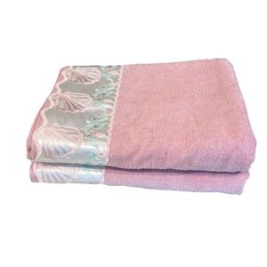 Vintage After Bath Luxury By J. Aboucher & Sons Pink Seashell Bath Towels USA